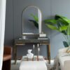 Arched Accent Mirror With Metal Frame For Bathroom, Bedroom, Entryway Wall - Gold - Image 8