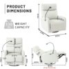 31.5" 270 Power Swivel Rocker Recliner Chair, Electric Glider Reclining Sofa With USB Ports, Power Swivel Glider, Rocking Chair Nursery Recliners For Living Room Bedroom - Light Gray - Image 10
