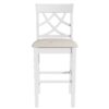 Topmax - 5 Piece Updated Counter Height Solid Wood Dining Table Set, Table With Curved Wine Rack And 4 Upholstered Chairs - White - Image 15