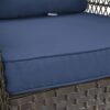 3 Pieces Conversation Set, Outdoor Wicker Rocker Swivel Patio Bistro Set, Rocking Chair With Glass Top Side Table - Navy Blue - Image 3