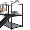 Twin Over Twin Bunk Bed, Housebed With Slide - Black - Image 13