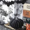 Stripe Pumpkin Decor, For Holiday Halloween Decoration - Black / White - Image 7