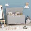 Kids Wooden Toy Box Storage With Safety Hinged Lid For Ages 2+ - Gray - Image 6