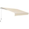 Outsunny - 12' x 8' Retractable Awning Patio Awnings Sun Shade Shelter With Manual Crank Handle, 280G / M² Uv & Water-Resistant Fabric And Aluminum Frame For Deck, Balcony, Yard - Cream White - Image 3