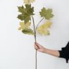 Velvet Maple Leaf Spray, Botanicals Decor For Harvest Festival Fall Festival & Thanksgiving Table Decorations (Set of 6) - Green - Image 4