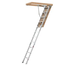 Household Aluminum Attic Ladder 25" x 54", 375 Lbs Capacity, 7'8" -10'3" Ceiling Height - Gray