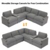 Power Recliner Corner Sofa Home Theater Reclining Sofa Sectional Couches With Storage Box, Cup Holders, USB Ports And Power Socket For Living Room - Dark Gray - Image 5