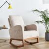 Linen Rocking Chair Accent Chair - Beige - Image 2