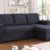 Lucca II - Woven Fabric Reversible Sleeper Sectional Sofa With Storage Chaise and Pocket Coil Seating - Dark Gray - Image 7