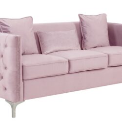 Bayberry - Velvet Sofa With 3 Pillows - Pink