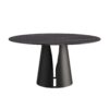 Modern Artificial Stone Round Carbon Steel Base Dining Table, Can Accommodate 6 People - Black / Gold - Image 7