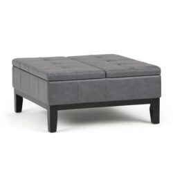 Dover - Square Coffee Table Storage Ottoman - Stone Gray