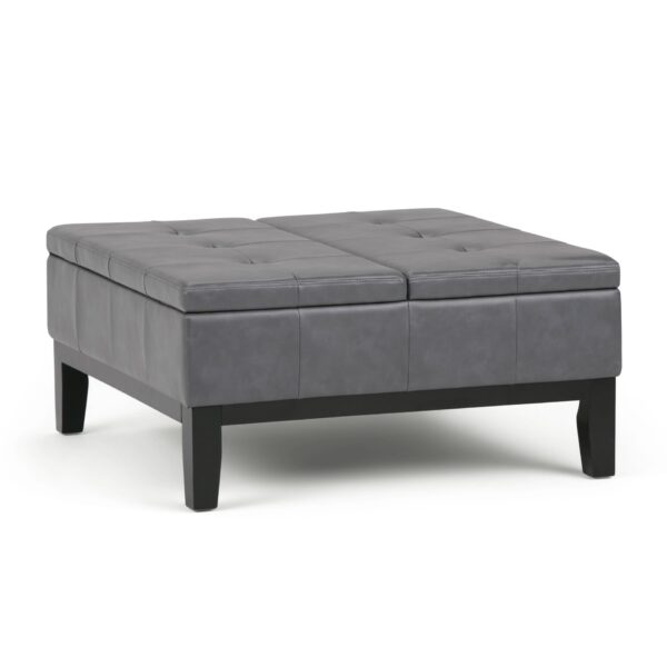 Dover - Square Coffee Table Storage Ottoman - Stone Gray