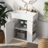 Modern Floating Bathroom Vanity With Ceramic Basin Perfect For Small Bathrooms, Right Side Storage - White - Image 3