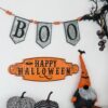 Iron Boo Banner With Bats, For Halloween Holiday Decor - Black / Gray / Orange - Image 3
