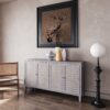 Accent Cabinet 4 Door Wooden Cabinet Sideboard Buffet Server Cabinet Storage Cabinet, For Living Room, Entryway, Hallway, Office, Kitchen And Dining Room - Natural Wood Wash - Image 4