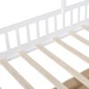 Twin Size House Bed With Sofa, Kids Platform Bed With 2 Drawers And Storage Shelf - White - Image 9