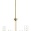 Enigma - 4 Lights Chandelier With Clear Ribbed Satin - Antique Brass / Clear / Gold - Image 3