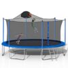 14Ft Trampoline For Adults & Kids With Basketball Hoop, Outdoor Trampolines With Ladder And Safety Enclosure Net For Kids And Adults, Double-Side Color Cover - Blue - Image 6