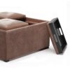 Avalon - Square Coffee Table Storage Ottoman - Distressed Umber Brown - Image 4