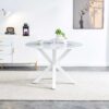 5 Pieces Dining Set, Table Cross Leg Mid-Century Dining Table For 4 - 6 People With Round Table Top, Pedestal Dining Table, End Table Leisure Coffee Table - White - Image 2