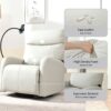 31.5" 270 Power Swivel Rocker Recliner Chair, Electric Glider Reclining Sofa With USB Ports, Power Swivel Glider, Rocking Chair Nursery Recliners For Living Room Bedroom - Light Gray - Image 8