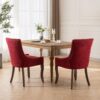 Ultra Side Dining Chair, Thickened Fabric Chairs With Neutrally Toned Solid Wood Legs, Bronze Nail Head (Set of 2) - Wine Red / Burgundy - Image 15
