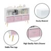 Kids Bookcase With Collapsible Fabric Drawers, Children's Book Display, Toy Storage Cabinet Organizer - White / Pink - Image 22