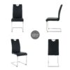Modern Dining Chairs With Faux Leather Padded Seat Dining Living Room Chairs Upholstered Chair With Chrome Metal Legs Design Side Chairs (Set of 4) - Black / Silver - Image 15