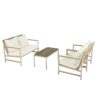 4 Pieces Patio Furniture Set, PE Rattan Wicker With Washable Cushion And Tempered Glass Tabletop, Conversation Furniture For Garden Poolside Balcony - White / Natural - Image 6