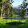 15Ft Trampoline With Basketball Hoop Inflator And Ladder (Inner Safety Enclosure) - Blue - Image 12