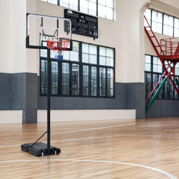 Portable Basketball Hoop Basketball System 4.76-10Ft Height Adjustable For Youth Adults LED Basketball Hoop Lights, Colorful Lights, Waterproof, Super Bright To Play At Night Outdoors, Good Gift For Kid - Black