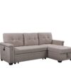 Nathan - Reversible Sleeper Sectional Sofa With Storage Chaise, USB Charging Ports And Pocket - Light Gray - Image 2