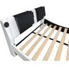 King Size Upholstered Platform Bed Frame With LED Lighting, Bluetooth Connection To Play Music Control, Backrest Vibration Massage, Curve Design, Wood Slat Support, Exhibited Speakers - White - Image 6
