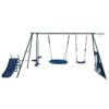 Xns052 Interesting Six Function Swingset With Net Swing Metal Plastic Safe Swing Set 440Lbs For Outdoor Playground For Age 3+ With 31.5" Net Swing - Gray / Blue - Image 2