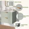 Modern Wall-Mounted Bathroom Vanity With 2 Drawers, Ideal For Small Bathrooms - Green - Image 8