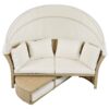 Outdoor Patio Daybed Wicker Rattan Double Daybed Round Sofa Furniture Set With Retractable Canopy, 4 Pillows For Lawn Garden Backyard Porch Pool - Beige - Image 18