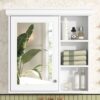 Bathroom Medicine Cabinet With Mirror, Wall Mounted Mirror Cabinet & Storage Organizer, Over The Toilet Storage White Storage Cabinet For Bathroom - White - Image 22