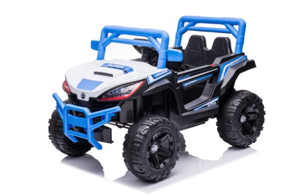 12V7A*1 30W*4 One Button Start, Forward And Backward, High And Low Speed, Music, Front Light, Power Display, Two Doors Can Open, 2.4G R / C, Seat Belt Four Wheel Absorber Kids Ride On Car - Blue