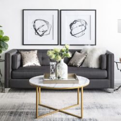 Modern Abstract Wall Art, Square Framed Wall Art (Set of 2) - Black