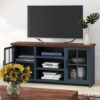 Nantucket - TV Stand Console For TVs Up To 80" - Blue Denim, Whiskey - Image 9