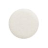 Bali - Round Upholstered Ottoman With Natural Base - Ivory White - Image 5