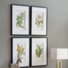 Botanical Flower Wall Art, Home Decor For Living Room Dining Room, Bedroom, Hallway (Set of 4) - White / Blue - Image 4