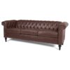 83.66" Width Traditional Square Arm Removable Cushion 3 Seater Sofa - Dark Brown - Image 4