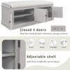 Storage Bench With 4 Doors And Adjustable Shelves, Shoe Bench With Removable Cushion For Living Room, Entryway - Gray Wash - Image 4