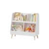 Kids Bookshelf And Toy Organizer, 5 Cubbies Wooden Open Bookcase, 2-Tier Baby Storage Display Organizer With Legs, Free Standing For Playing Room, Bedroom, Nursery, Classroom - White - Image 11