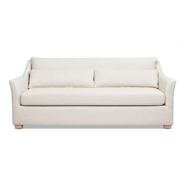 Ada - Flared Arm Contemporary Sofa With Lumbar Pillows - Flax White