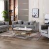 Lorreto - Velvet Fabric Sofa, Loveseat, Chair Living Room (Set of 3) - Gray - Image 10