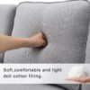 4 Seater Modern Linen Sofa With Armrest Pockets And 4 Pillows, Minimalist Style Couch - Light Gray - Image 19