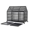 Heavy Duty Dog Crate Large Dog Cage Strong Metal Dog Kennels And Crates For Large Dogs With 4 Lockable Wheels - Black - Image 8